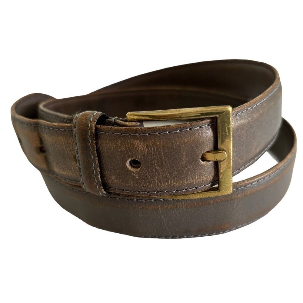 Dooney & Bourke Gray Glove Leather Belt 16612 Size 36 Gold Tone Brass Buckle